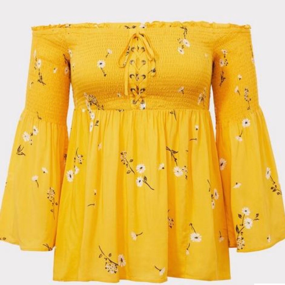 NWT Torrid Modal Lace-Up Smocked Off-Shoulder Top Sz 2